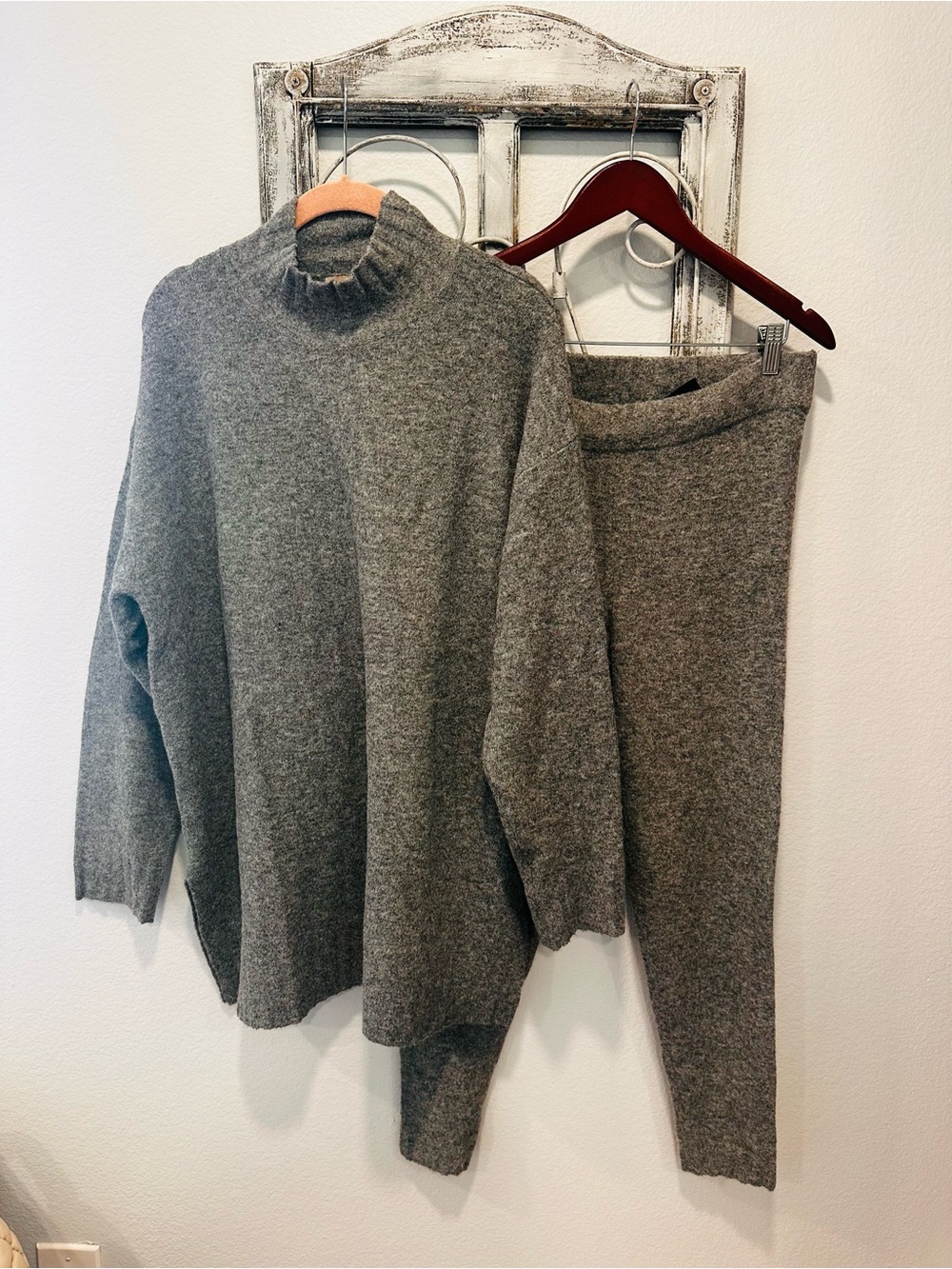 Lounge Cozy Set - Grey Knit Sweater and Jogger Set
